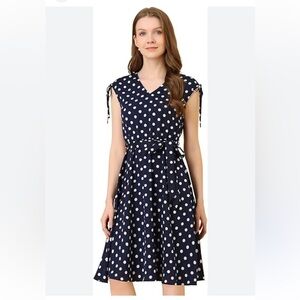 Coldwater Creek Blue and White Midi Dress Size 8